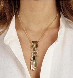 Bronze Milor Italy Gold Three Strand Drop Necklace with Crystal Accents - Picture 1 of 7