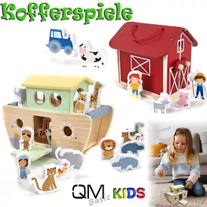 Holzspielzeug Set | HOLZ Bauernhof klappbar + Arche Noah Spielzeug Tiere Figuren - Bild 1 von 14