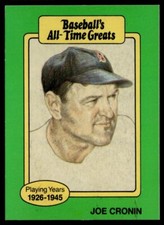 1987 Hygrade All-Time Greats #NNO Joe Cronin Boston Red Sox