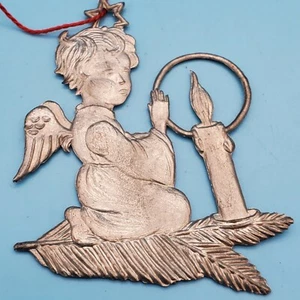 Vintage Pewter Praying Angel Christmas Ornament 2.75" H - Picture 1 of 4
