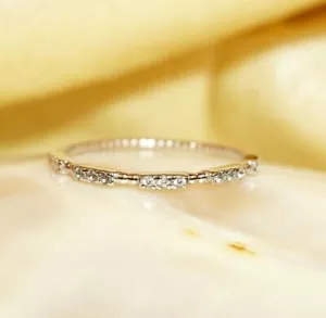Diamant Gold Ring Stapelbar Band Weiß 14k 14K Hochzeit Rund Eternity Gelb N8 - Bild 1 von 12