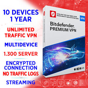 Bitdefender Premium VPN unlimited 2023 10 devices 1 year / Win Mac Android iOS
