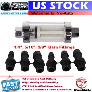 UNIVERSAL 1/4 5/16" 3/8" GLASS INLINE FUEL FILTER IN/OUT MARINE BOAT 15PSI 400HP - Bild 1 von 13