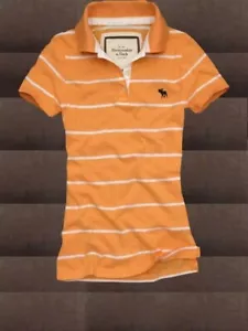 Abercrombie & Fitch Women Stripe Polo Shirt Sz XS NWT Orange - Picture 1 of 1