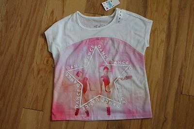 Новый справедливости девочек розовый и белый фотореальный танец верхняя рубашка футболка размер 5 - Изображение 1 из 4