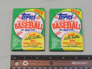 Topps Baseball Card Wax Pack 1987 mai aperto, quantità 2, McGwire Bonds RC? - Foto 1 di 2