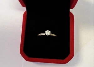 Anello di fidanzamento donna oro 0,34 carati 14 carati diamante tondo I2 solitario, misura 6,75 - Foto 1 di 13