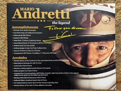 Mario Andretti Autograph Indy Daytona Champion  PSA Authenticated Signed Photo - Image 1 of 3