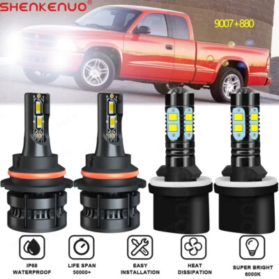 For Dodge Dakota 1999-2003 6000K LED Headlight + Fog Light Bulbs 4x Combo - Изображение 1 из 4