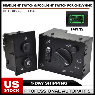 Interruptor de faros e interruptor de luz antiniebla para Chevy Silverado GMC Sierra 2003-2007 Foto 1 de 4
