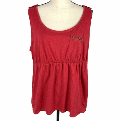 Maurices 2 Tunic Sleeveless Lounge Top Womens Faded Red Jersey Lace Back Insert - Image 1 of 4