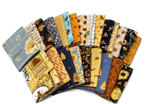 10 Fat Quarters - Assorted Honey Bee Bumblebee Hive Honeycomb FQ Bundle M229.03 - Picture 1 of 11
