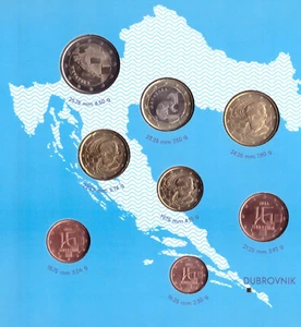 KROATIEN 2023 EUROSET 8 MÜNZEN "DUBROVNIK" UNC BLISTER BIMETAL - Bild 1 von 4