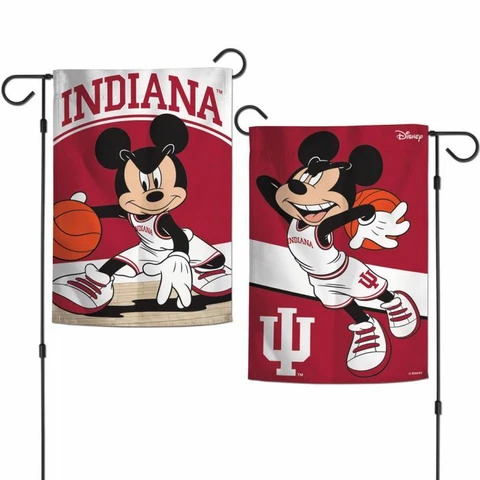 INDIANA HOOSIERS MICKEY MOUSE 2 SIDED GARDEN FLAG 12"X18" YARD BANNER DISNEY Cover