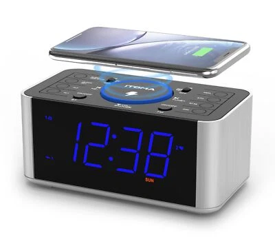 Radiowecker Kabelloses Laden Snooze Digitales UKW-Radio mit Bluetooth Dual Al... - Bild 1 von 4