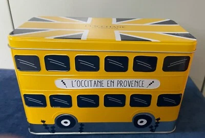 L'Occitane En Provence empty yellow double decker London Bus collectors tin VGC - Image 1 of 4