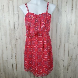 BCBGeneration Womens Dress 2 Red Teaberry Bodice Ruffle Spaghetti Strap J6 - Foto 1 di 5