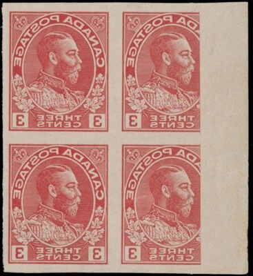 1928 CANADA-KING GEORGE V ADMIRAL ISSUE, ECKERLIN'S ESSAY OF 3C RED, BLOCK, RARE - Image 1 of 2