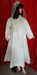 Lackkleid weiß Crossdesser Fetischhochzeitskleid Zofenkleid  Weddingdress Vinyl - Picture 1 of 1