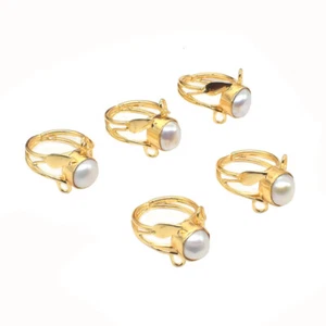 Amazing Baroque Pearl Gemstone Gold Plated Jewelry Gift Adjustable Ring I221 - Picture 1 of 6