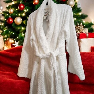 Soft Surroundings - White Lush Lattice Robe - LARGE (18) Bath, House, Comfy, - Picture 1 of 10
