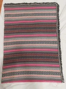 Portugese Heavy Cotton Gray Red Pink Twin Bed Cover 70X86 by Pombo & Azevedo - Picture 1 of 4