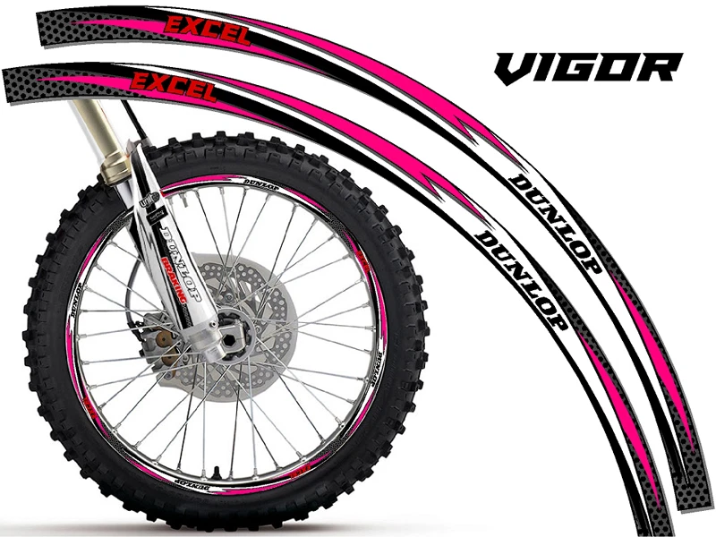 SENGE GRAPHICS INC. VIGOR DIRT BIKE RIM PROTECTORS CHOOSE YOUR SIZE DIRTBIKE DECALS STICKERS DECO