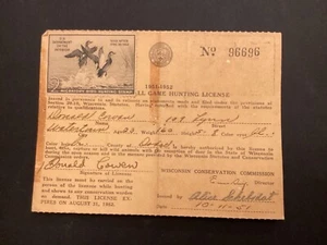 ICOLLECTZONE US RW18 1952 Federal Duck Stamp on License - Picture 1 of 2