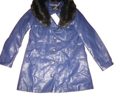 Chaqueta Abrigo DENNIS BASSO Imitación Cuero Extraíble Piel Azul S - LEER Foto 1 de 4