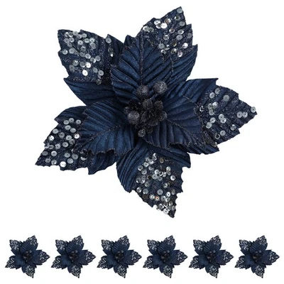 Flores de pascua brillantes de Navidad de 11 pulgadas flores doradas artificiales Ar... Foto 1 de 4