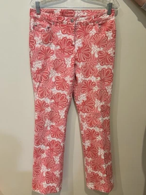 Calça jeans com estampa de amêijoa rosa Lilly Pulitzer tamanho 10 - Imagem 1 de 4