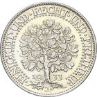 Weimarer Republik 5 Reichsmark 1933 J seltener Jahrgang Eichbaum Silber vz+ J331
