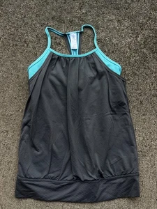 Ivivva Lululemon Athletica Girl’s Size 10 Shelf Bra Layered Tank Top Blue/Gray - Picture 1 of 4