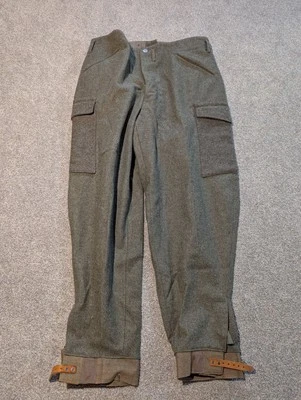 Swedish Army Pants Mens 36x30 Military Cargo Trousers Wool Vintage 40s WW2 WWII  - Image 1 of 4