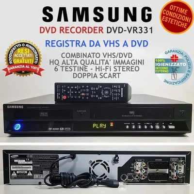 VIDEOREGISTRATORE COMBINATO DVD VHS SAMSUNG DVD-VR331 VCR CASSETTE DVD RECORDER - Immagine 1 di 4