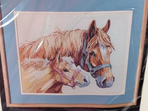 Bucilla Crewel Embroidery Kit MOTHER AND FOAL  #41347 14 x 11 Persian Wool Horse - Picture 1 of 4