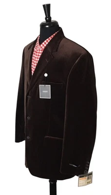 Jaqueta Blazer Masculina Alfani Sport Coat Veludo Marrom Algodão Três Botões 44R Nova Com Etiqueta - Imagem 1 de 4