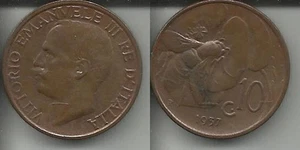 ITALIA REGNO 1937 Ape, moneta 10 centesimi BB VF - Imagen 1 de 1