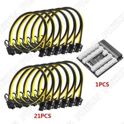 PCI-E 21x 6 Pins Power Module Breakout Board w/21Pcs 20CM 6Pin to 6+2PIN Cables - Image 1 of 4