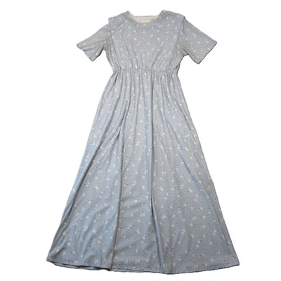 Maxi Vestido Hecho a Mano XS Pastel Floral Manga Corta Amish Menonita Modesto Suave Foto 1 de 4