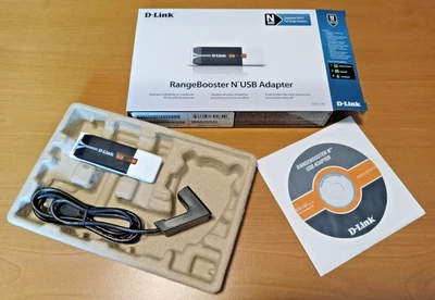 D-Link RangeBooster N USB Adapter DWA-140 v2.2 N300 Wi-Fi w/cd-rom & cradle! - Image 1 of 4