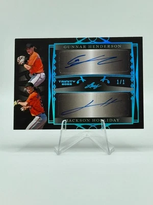 2022 Leaf Trinity Gunnar Henderson & Jackson Holliday Dual Autograph 1/1 - Image 1 of 2