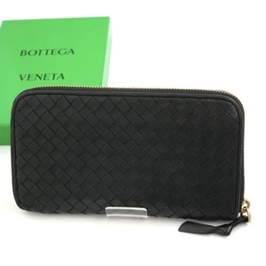 Bottega Veneta BV Intrecciato Black Zip Around Long Wallet no box excellent F/S - Picture 1 of 8