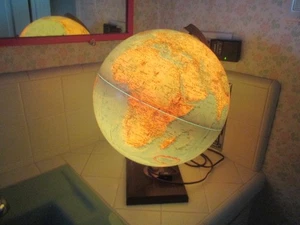 Vintage MCM Replogle 12” World Premier Lighted Globe Raised Relief Illuminated - Picture 1 of 6