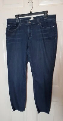 Pantalones de mezclilla Eileen Fisher con dobladillo crudo corte alto elásticos lo último en recortes talla 14  Foto 1 de 4