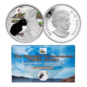 2014 $20 Baby Animals: Puffin - Pure Silver Coin and Stamp Set - Picture 1 of 4