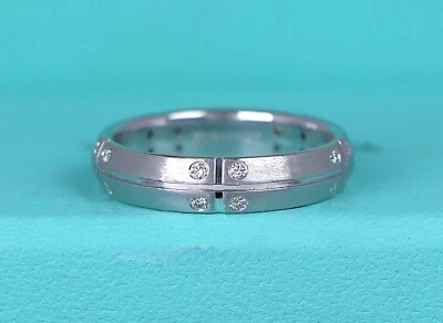 Alianza de boda Tiffany & Co oro blanco 18 quilates diamante redondo Streamerica 5 mm tamaño 8,5 Foto 1 de 4