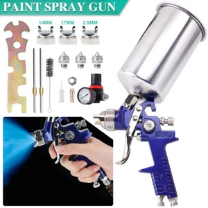 Spray Gun Paint Gun Kit HVLP Gravity Feed Air 3 Nozzles 1.4mm 1.7mm 2.5mm Tips - Picture 1 of 14