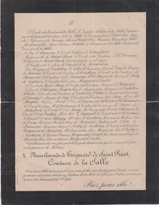 1891 Faire-part décès Mme COLLINET de LA SALLE née GUIGNARD de SAINT-PRIEST Seur - Picture 1 of 1