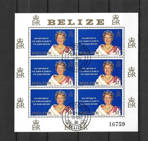 Belize, 1980 Queen Mother's 80th birthday, complete sheet of 6 used (B280) - Picture 1 of 1